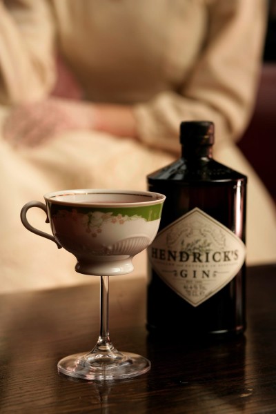Hendrick's Gin Bottle and Tea Time Martini