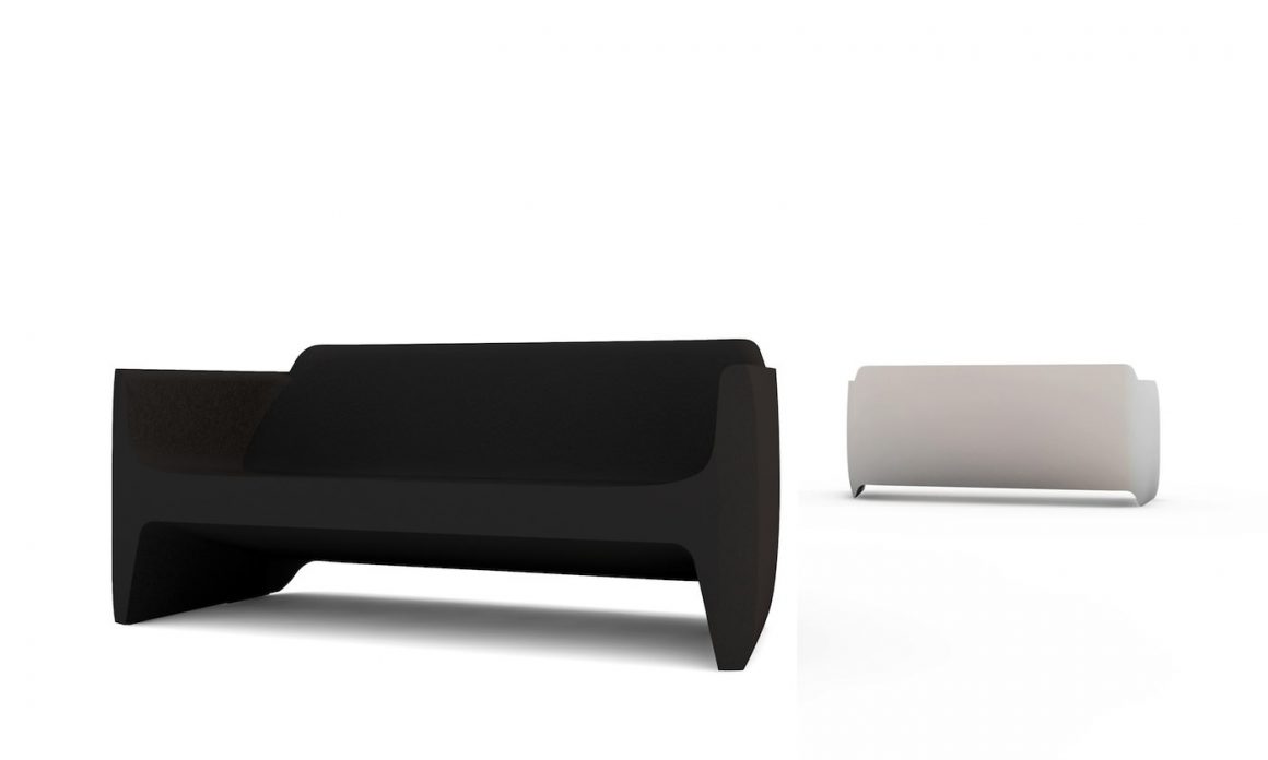 Translation Sofa in black and white, designed by Alain Gilles