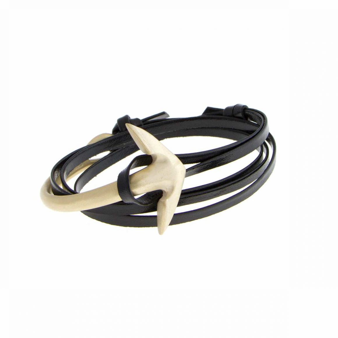 Gold plated Anchor on black leather by Miansai