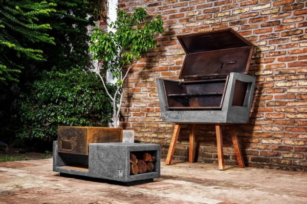 Concrete Batea Outdoor Grill by MateriaLitica