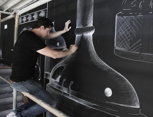 Chalk Mural by Ben Johnston in Asheville North Carolina