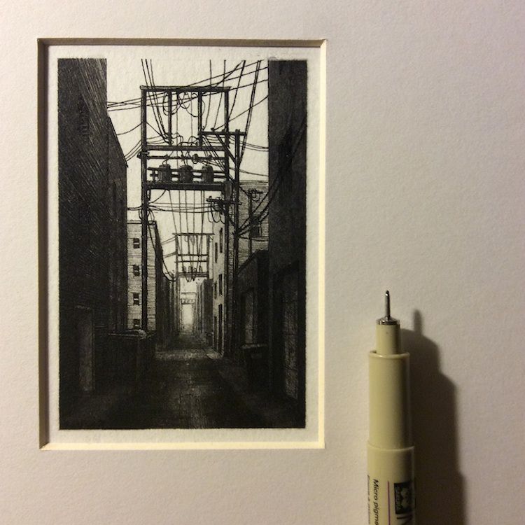 Miniature Drawings of Urban Landscapes by Taylor Mazer, 5 of 10