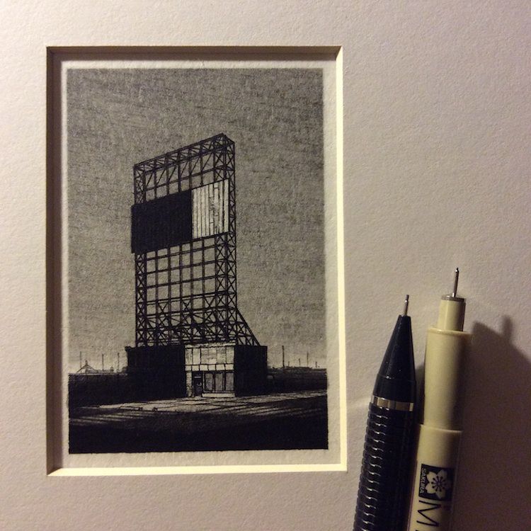 Miniature Drawings of Urban Landscapes by Taylor Mazer, 6 of 10