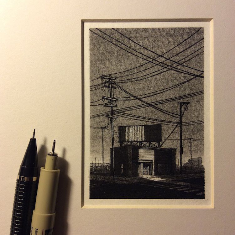 Miniature Drawings of Urban Landscapes by Taylor Mazer, 7 of 10